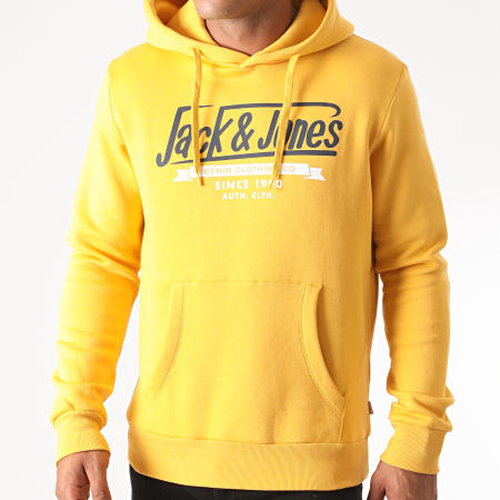 Jack And Jones - Sweat Capuche Logo Jaune