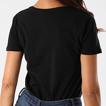 Kaporal - Tee Shirt Slim Femme Col V Azis Noir Doré