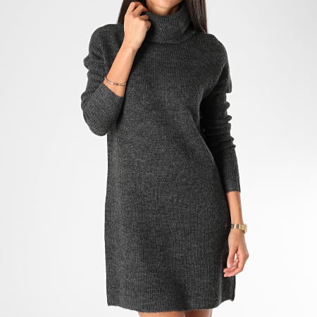 Only - Robe Pull Femme Manches Longues Jana Gris Anthracite Chiné