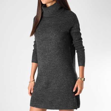 Only - Robe Pull Femme Manches Longues Jana Gris Anthracite Chiné