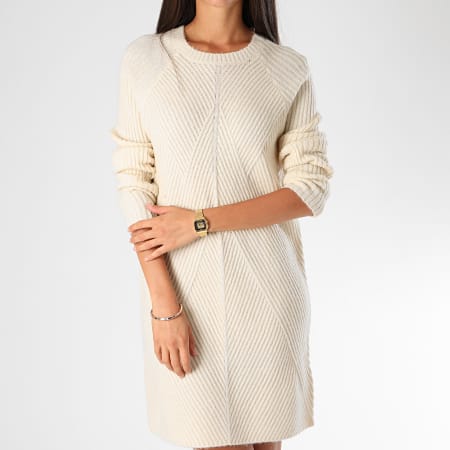 Only - Robe Pull Femme Manches Longues Carol Ecru