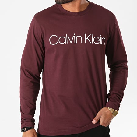 Calvin Klein - Tee Shirt Manches Longues Cotton Logo 4690 Bordeaux