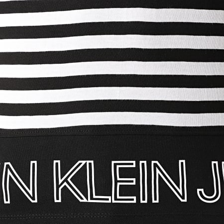 Calvin Klein - Tee Shirt A Rayures Outline Logo Striped 6458 Blanc Noir