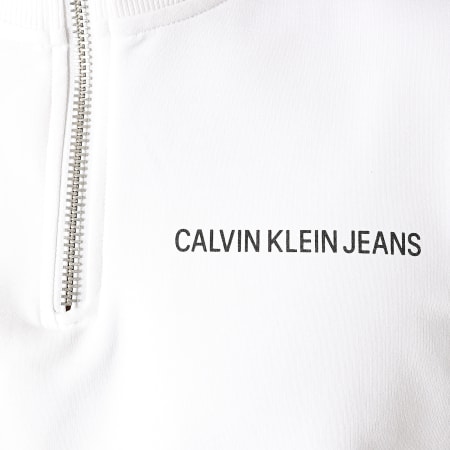 Calvin Klein - Sweat Col Zippé Stretch Logo 6523 Blanc