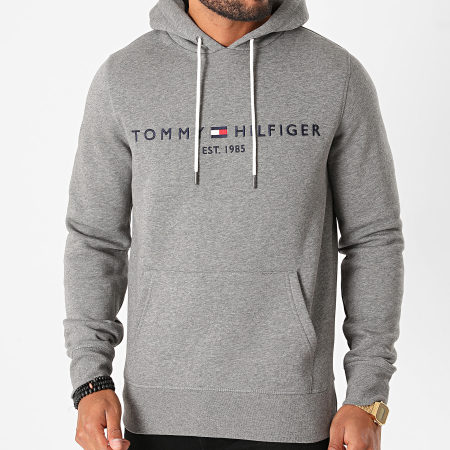 Tommy Hilfiger - Sweat Capuche Tommy Logo 1599 Gris Anthracite Chiné
