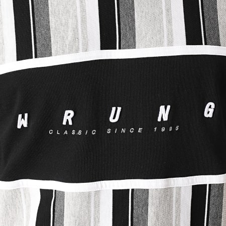 Wrung - Tee Shirt A Rayures Typo Stripes Gris Noir