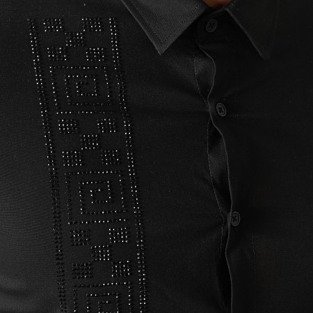 Classic Series - 1104 Camicia a maniche lunghe con strass neri