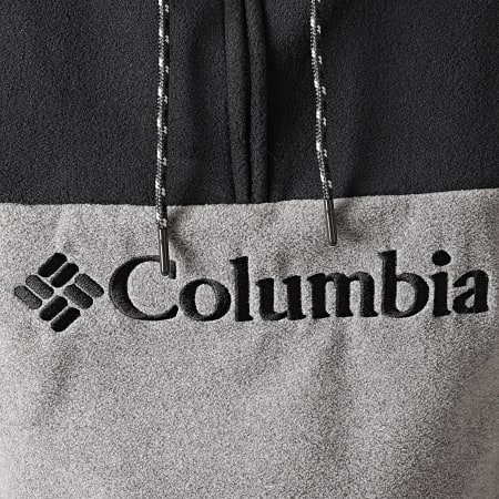 Columbia - Sweat Col Zippé Capuche Polaire Columbia Lodge II 1918863 Gris Noir