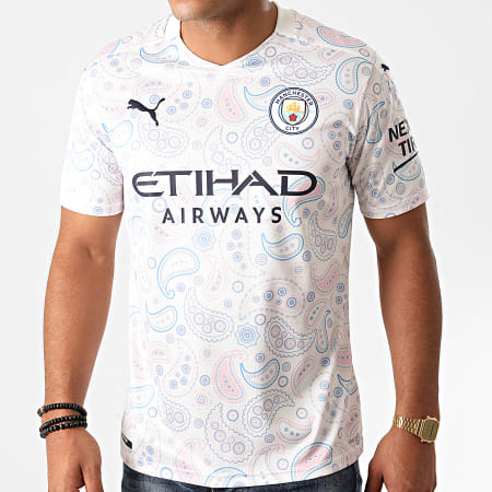 Puma - Tee Shirt De Sport Manchester City FC Thrid Replica 757095 Blanc Bandana