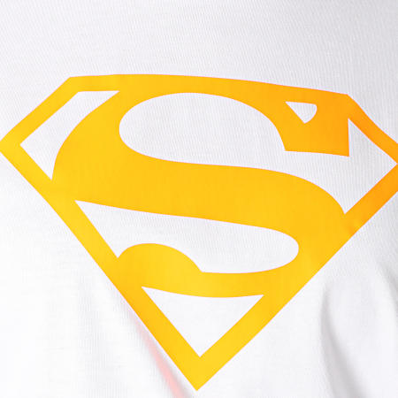 DC Comics - Tee Shirt Robe Femme Logo Superman Blanc Orange Fluo