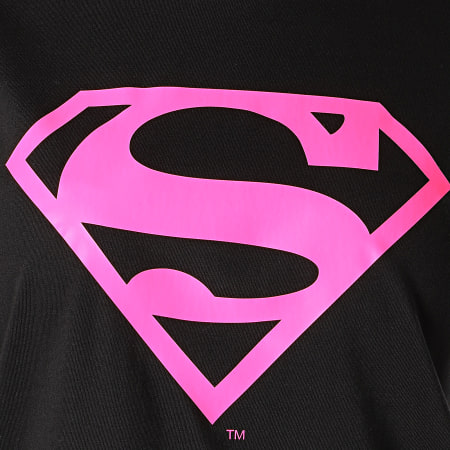 DC Comics - Tee Shirt Robe Femme Logo Superman Noir Rose Fluo
