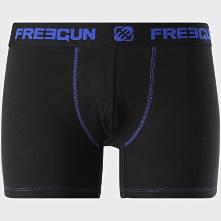 Freegun - Boxer Coton Noir Bleu Roi