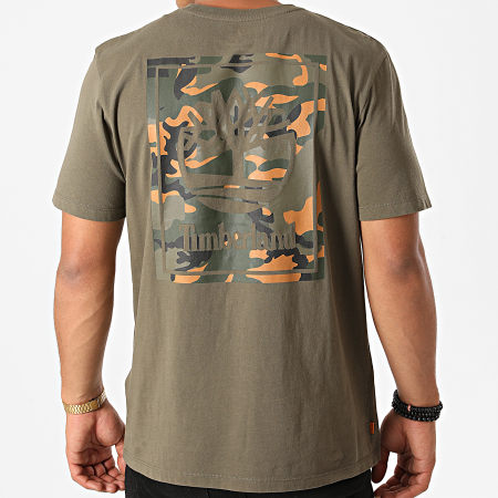 Timberland - Tee Shirt Back Logo Camo A2AFV Vert Kaki Camouflage
