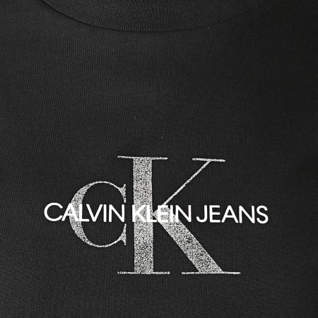 Calvin Klein - Tee Shirt Slim Femme Glitter Monogram 4787 Noir Argenté