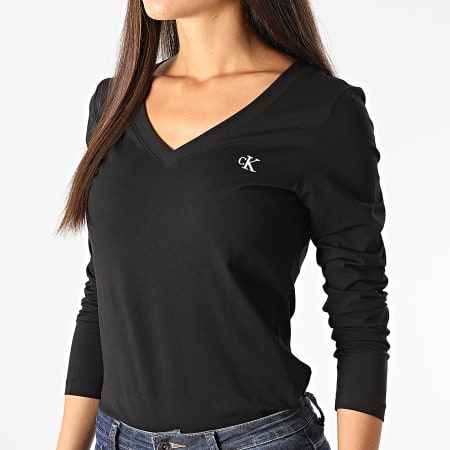Calvin Klein - Tee Shirt Slim Femme Manches Longues 4936 Noir