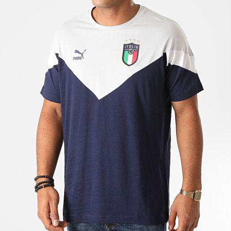 Puma - Tee Shirt FIGC Iconic MCS 756660 Bleu Marine Gris