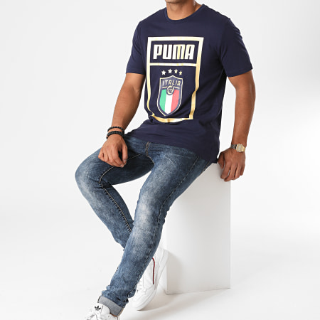 Puma - Tee Shirt FIGC DNA 757504 Bleu Marine