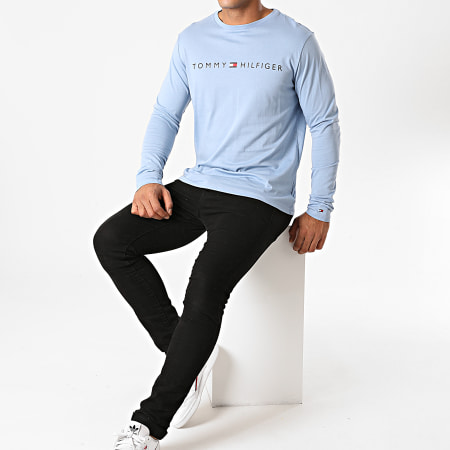Tommy Hilfiger - Tee Shirt Manches Longues Logo 1171 Bleu Clair