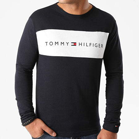 Tommy Hilfiger - Tee Shirt Manches Longues Logo Flag 1906 Bleu Marine