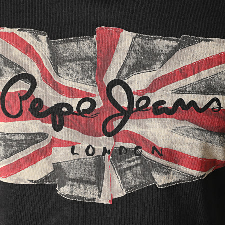 Pepe Jeans - Tee Shirt Manches Longues Flag Logo Noir