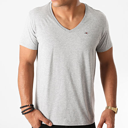 Tommy Jeans - Camiseta con cuello de pico Original 4410 Gris jaspeado