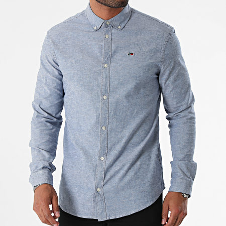 Tommy Jeans - Camisa Stretch Oxford Manga Larga 9594 Azul Claro Jaspeado