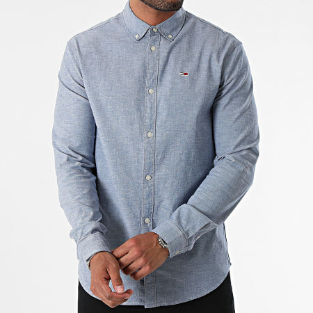 Tommy Jeans - Camisa Stretch Oxford Manga Larga 9594 Azul Claro Jaspeado