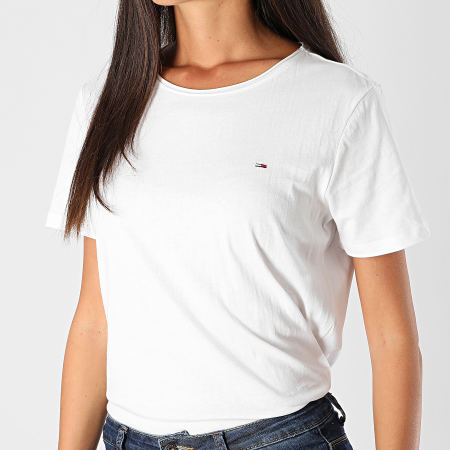 Tommy Jeans - Tee Shirt Slim Femme Jersey 9194 Blanc