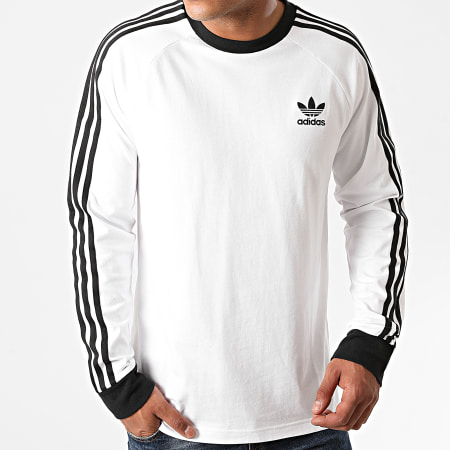 Adidas Originals - Tee Shirt Manches Longues A Bandes 3 Stripes ED5959 Blanc