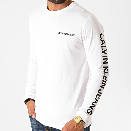 Calvin Klein - Tee Shirt Manches Longues Essential Institutional 6884 Blanc