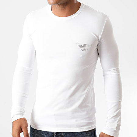 Emporio Armani - Tee Shirt Manches Longues 111023-0A526 Blanc Argenté