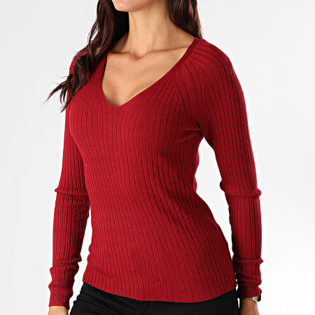 Pull col v bordeaux femme on sale