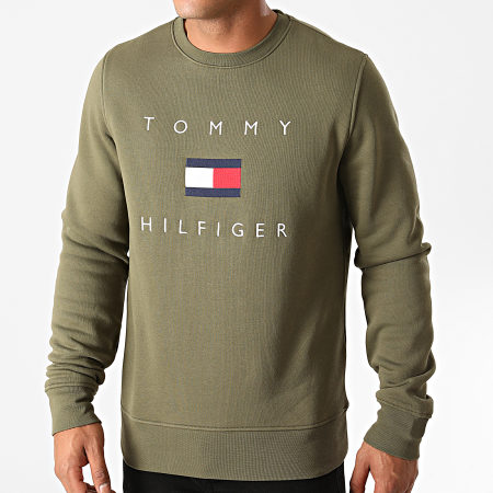 Tommy Hilfiger - Sweat Crewneck Tommy Flag Hilfiger 4204 Vert Kaki