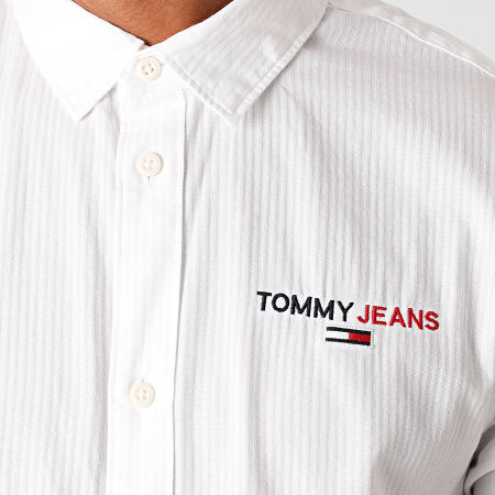 Tommy Jeans - Chemise Manches Longues Textured Stripe Logo 8774 Blanc