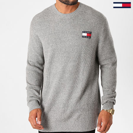 Tommy Jeans - Pull Tommy Badge Texture 8810 Gris Chiné