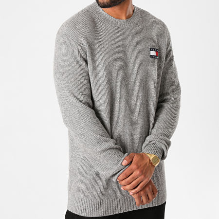 Tommy Jeans - Pull Tommy Badge Texture 8810 Gris Chiné