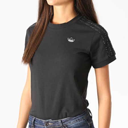 Adidas Originals - Tee Shirt Slim Femme A Bandes BB GC6789 Noir