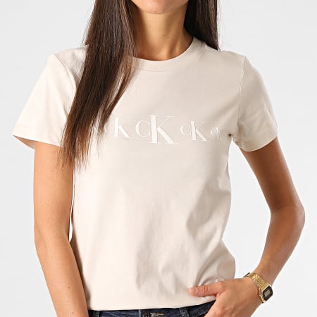 Calvin Klein - Tee Shirt Femme CK Eco Slim 4791 Beige