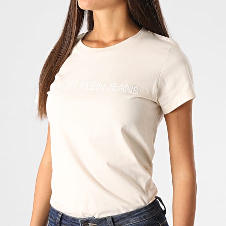 Calvin Klein - Tee Shirt Slim Femme Institutional 4988 Beige