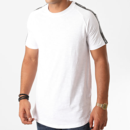 Jack And Jones - Tee Shirt A Bandes Oversize Curve Train Blanc Chiné