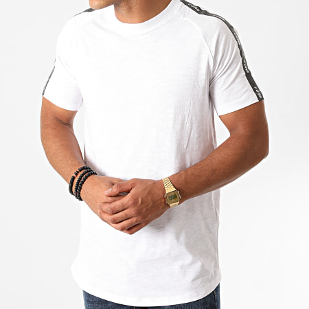 Jack And Jones - Tee Shirt A Bandes Oversize Curve Train Blanc Chiné