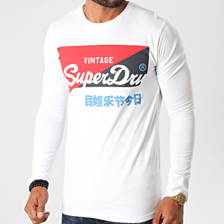 Superdry - Tee Shirt Manches Longues VL O Primary M6010155A Blanc