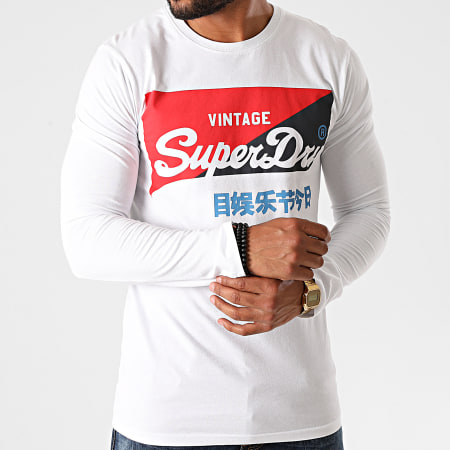 Superdry - Tee Shirt Manches Longues VL O Primary M6010155A Blanc