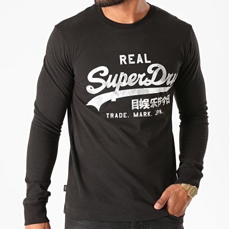 Superdry - Tee Shirt Manches Longues VL Infill M6010178A Noir
