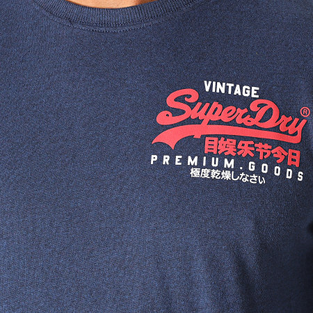 Superdry - Tee Shirt Manches Longues VL Duo M6010154B Bleu Marine Chiné
