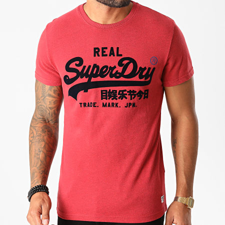 Superdry - Tee Shirt VL Varsity M1010349B Rouge Chiné