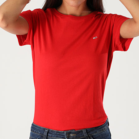 Tommy Jeans - Camiseta Mujer Jersey Suave 6901 Rojo