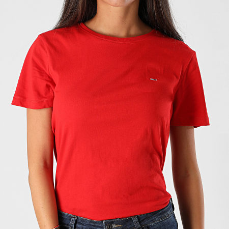 Tommy Jeans - Camiseta Mujer Jersey Suave 6901 Rojo