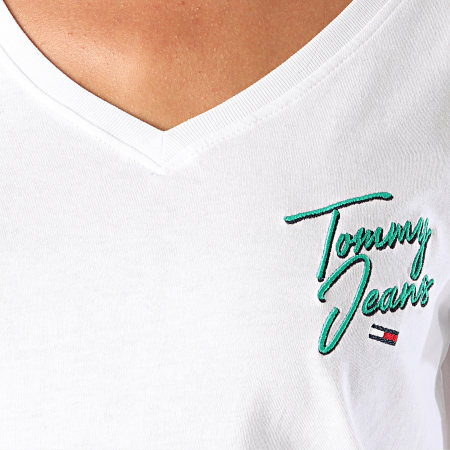 Tommy Jeans - Tee Shirt Femme Col V Essential 8933 Blanc