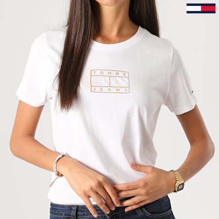 Tommy Jeans - Tee Shirt Femme Outline Flag 8936 Blanc
